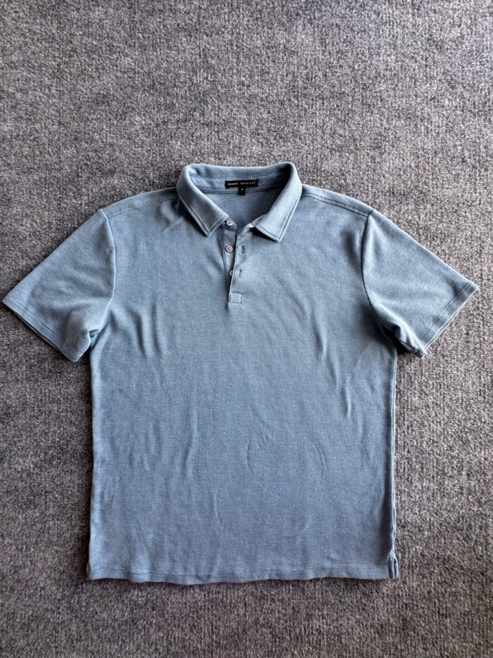 Robert Barakett Short-Sleeve Waffle Polo Shirt in Light Blue Mens XL